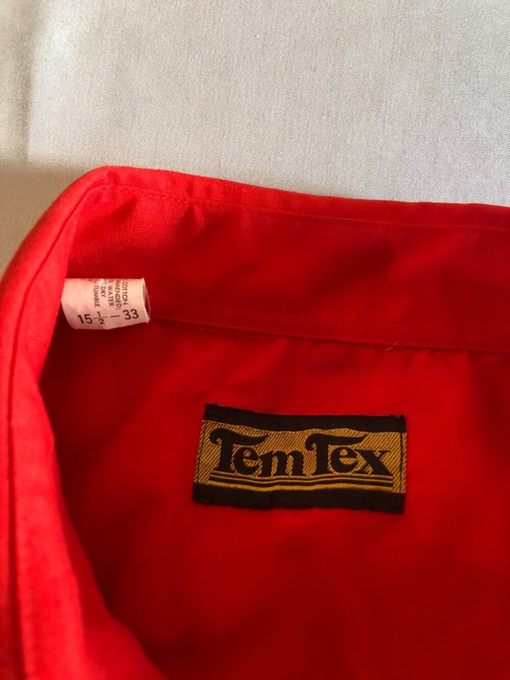 VINTAGE Tem Tex 15 1/2 33 Red Long Sleeve Western Shirt - Picture 4 of 4